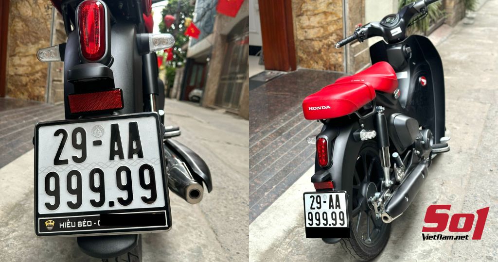 Siêu phẩm biển số ngũ quý 29A-999.99 được gắn ở chiếc Honda Cub