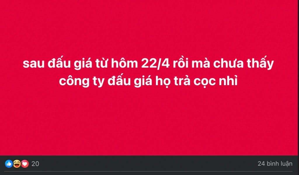 Trường hợp không trúng đấu giá nhưng không được hoàn cọc không nhận được sự hỗ trợ từ đơn vị đấu giá hộ